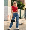 image:imageAllegra K Womens Cropped Denim Jacket Top Short Sleeve Summer Jean Jackets  Cap Sleeves Button Down for Casual Daily Layering Trendy 2026 OutfitsRed