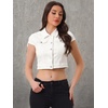 image:imageAllegra K Womens Cropped Denim Jacket Top Short Sleeve Summer Jean Jackets  Cap Sleeves Button Down for Casual Daily Layering Trendy 2026 OutfitsWhite