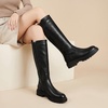 image:imageAllegra K Womens Knee High Boots Platform Chunky Low Heel Round Toe Boots  Classic Tall Boots Faux Leather 16in Round Toe Boots Fashion Equestrian Boots with Zipper Womens Dress BootsBlack