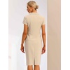 image:imageAllegra K Womens Suits 2 Piece Skirt Set Business Professional Outfits Short Sleeve Blazer Pencil Skirt SuitApricot