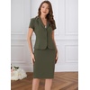 image:imageAllegra K Womens Suits 2 Piece Skirt Set Business Professional Outfits Short Sleeve Blazer Pencil Skirt SuitArmy Green