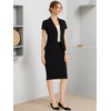 image:imageAllegra K Womens Suits 2 Piece Skirt Set Business Professional Outfits Short Sleeve Blazer Pencil Skirt SuitBlack