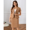 image:imageAllegra K Womens Suits 2 Piece Skirt Set Business Professional Outfits Short Sleeve Blazer Pencil Skirt SuitBrown