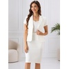 image:imageAllegra K Womens Suits 2 Piece Skirt Set Business Professional Outfits Short Sleeve Blazer Pencil Skirt SuitCream White