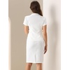 image:imageAllegra K Womens Suits 2 Piece Skirt Set Business Professional Outfits Short Sleeve Blazer Pencil Skirt SuitCream White