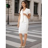 image:imageAllegra K Womens Suits 2 Piece Skirt Set Business Professional Outfits Short Sleeve Blazer Pencil Skirt SuitCream White