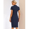 image:imageAllegra K Womens Suits 2 Piece Skirt Set Business Professional Outfits Short Sleeve Blazer Pencil Skirt SuitDark Blue