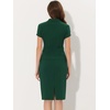image:imageAllegra K Womens Suits 2 Piece Skirt Set Business Professional Outfits Short Sleeve Blazer Pencil Skirt SuitDark Green