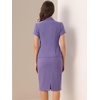 image:imageAllegra K Womens Suits 2 Piece Skirt Set Business Professional Outfits Short Sleeve Blazer Pencil Skirt SuitDark Purple