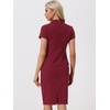 image:imageAllegra K Womens Suits 2 Piece Skirt Set Business Professional Outfits Short Sleeve Blazer Pencil Skirt SuitDark Red
