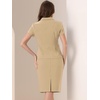 image:imageAllegra K Womens Suits 2 Piece Skirt Set Business Professional Outfits Short Sleeve Blazer Pencil Skirt SuitKhaki