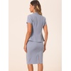 image:imageAllegra K Womens Suits 2 Piece Skirt Set Business Professional Outfits Short Sleeve Blazer Pencil Skirt SuitLight Purple