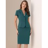 image:imageAllegra K Womens Suits 2 Piece Skirt Set Business Professional Outfits Short Sleeve Blazer Pencil Skirt SuitPeacock Blue