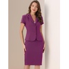 image:imageAllegra K Womens Suits 2 Piece Skirt Set Business Professional Outfits Short Sleeve Blazer Pencil Skirt SuitPurple