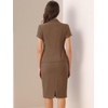 image:imageAllegra K Womens Suits 2 Piece Skirt Set Business Professional Outfits Short Sleeve Blazer Pencil Skirt SuitRust Brown