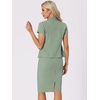 image:imageAllegra K Womens Suits 2 Piece Skirt Set Business Professional Outfits Short Sleeve Blazer Pencil Skirt SuitSea Green