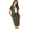 image:imageAllegra K Womens Suits 2 Piece Skirt Set Business Professional Outfits Short Sleeve Blazer Pencil Skirt SuitArmy Green