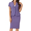 image:imageAllegra K Womens Suits 2 Piece Skirt Set Business Professional Outfits Short Sleeve Blazer Pencil Skirt SuitDark Purple