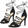 image:imageAllegra K Womens Lace Up Strappy Stiletto Heel Black Sandals 7 M US