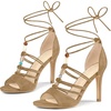 image:imageAllegra K Womens Lace Up Strappy Stiletto Heel Light Brown Sandals 10 M US