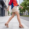 image:imageAllegra K Women Colorful Printed Hollowout Platform PeepToe Sandals  406inch heel height 138inch platform Vibrant print upper Slipon style Hollowout designRainbow