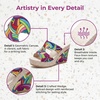 image:imageAllegra K Women Colorful Printed Hollowout Platform PeepToe Sandals  406inch heel height 138inch platform Vibrant print upper Slipon style Hollowout designPurple