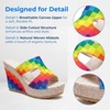 image:imageAllegra K Women Colorful Printed Hollowout Platform PeepToe Sandals  406inch heel height 138inch platform Vibrant print upper Slipon style Hollowout designColorful