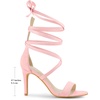 image:imageAllegra K Women Faux Suede Open Toe Stiletto Heel Lace Up Sandals  Strappy design ABS heel Open toe Lace up Stiletto heel Office Party Evening Dating 3 34 inch heightPink