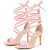 image:imageAllegra K Women Faux Suede Open Toe Stiletto Heel Lace Up Sandals  Strappy design ABS heel Open toe Lace up Stiletto heel Office Party Evening Dating 3 34 inch heightPink