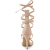 image:imageAllegra K Women Faux Suede Open Toe Stiletto Heel Lace Up Sandals  Strappy design ABS heel Open toe Lace up Stiletto heel Office Party Evening Dating 3 34 inch heightNude