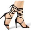 image:imageAllegra K Women Faux Suede Open Toe Stiletto Heel Lace Up Sandals  Strappy design ABS heel Open toe Lace up Stiletto heel Office Party Evening Dating 3 34 inch heightBlack