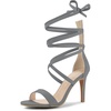 image:imageAllegra K Women Faux Suede Open Toe Stiletto Heel Lace Up Sandals  Strappy design ABS heel Open toe Lace up Stiletto heel Office Party Evening Dating 3 34 inch heightGrey