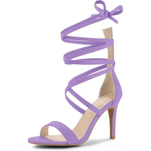 image:imageAllegra K Women Faux Suede Open Toe Stiletto Heel Lace Up Sandals  Strappy design ABS heel Open toe Lace up Stiletto heel Office Party Evening Dating 3 34 inch heightPurple