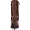 image:imageAllegra K Women Faux Leather Lace Up Peep Toe Stiletto Heel Ankle Boots  Pointed toe silhouette Comfortable toe room Versatile for daily wear ABS outsole constructionBrown