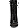 image:imageAllegra K Women Faux Leather Lace Up Peep Toe Stiletto Heel Ankle Boots  Pointed toe silhouette Comfortable toe room Versatile for daily wear ABS outsole constructionBlack