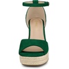 image:imageAllegra K Women Platform Espadrille Wedge Open Toe Ankle Strap Sandals  TPR outsole EVA wedge Wedge heel Party Office Casual Dating Evening Open toe Ankle strap PlatformDark Green