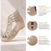 image:imageAllegra K Women Rhinestone Hollow Out Back Zipper Platform Sandals  Perforated upper with rhinestone accents Peeptoe design Back zipper closure 217inch heel heightLigth Brown