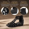 image:imageAllegra K Women Rhinestone Hollow Out Back Zipper Platform Sandals  Perforated upper with rhinestone accents Peeptoe design Back zipper closure 217inch heel heightBlack