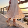 image:imageAllegra K Women Rhinestone Hollow Out Back Zipper Platform Sandals  Perforated upper with rhinestone accents Peeptoe design Back zipper closure 217inch heel heightLigth Brown