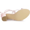 image:imageAllegra K Womens Strappy Lace Up Chunky Heeled Sandals  3 inches Heels Open Toe Faux leather Padded insole for comfort Summer Heel for Women Dress ShoesBling Pink