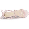 image:imageAllegra K Womens Strappy Lace Up Chunky Heeled Sandals  3 inches Heels Open Toe Faux leather Padded insole for comfort Summer Heel for Women Dress ShoesBling Pink