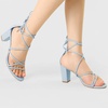 image:imageAllegra K Womens Strappy Lace Up Chunky Heeled Sandals  3 inches Heels Open Toe Faux leather Padded insole for comfort Summer Heel for Women Dress ShoesSky Blue