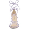 image:imageAllegra K Womens Strappy Lace Up Chunky Heeled Sandals  3 inches Heels Open Toe Faux leather Padded insole for comfort Summer Heel for Women Dress ShoesLight Purple
