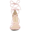 image:imageAllegra K Womens Strappy Lace Up Chunky Heeled Sandals  3 inches Heels Open Toe Faux leather Padded insole for comfort Summer Heel for Women Dress ShoesPink