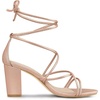 image:imageAllegra K Womens Strappy Lace Up Chunky Heeled Sandals  3 inches Heels Open Toe Faux leather Padded insole for comfort Summer Heel for Women Dress ShoesRose Gold