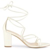 image:imageAllegra K Womens Strappy Lace Up Chunky Heeled Sandals  3 inches Heels Open Toe Faux leather Padded insole for comfort Summer Heel for Women Dress ShoesWhite