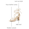image:imageAllegra K Womens Strappy Lace Up Chunky Heeled Sandals  3 inches Heels Open Toe Faux leather Padded insole for comfort Summer Heel for Women Dress ShoesBeige