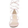 image:imageAllegra K Womens Strappy Lace Up Chunky Heeled Sandals  3 inches Heels Open Toe Faux leather Padded insole for comfort Summer Heel for Women Dress ShoesBling Pink