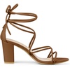 image:imageAllegra K Womens Strappy Lace Up Chunky Heeled Sandals  3 inches Heels Open Toe Faux leather Padded insole for comfort Summer Heel for Women Dress ShoesDark Brown