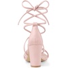 image:imageAllegra K Womens Strappy Lace Up Chunky Heeled Sandals  3 inches Heels Open Toe Faux leather Padded insole for comfort Summer Heel for Women Dress ShoesPink